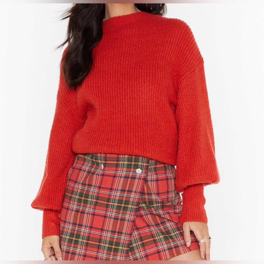 Nasty Gal Orange/Red Sweater with Arm Detail